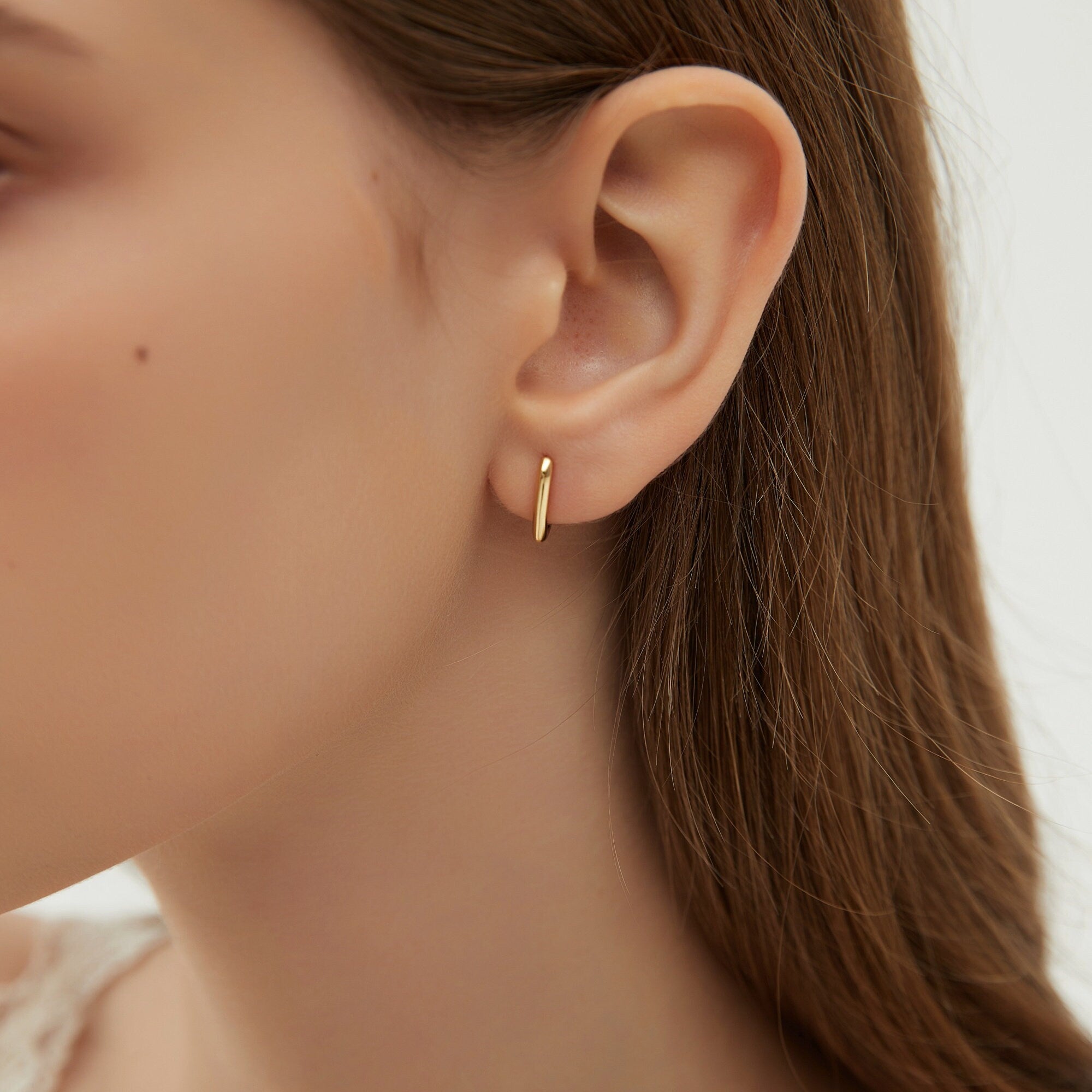 Boucles d’oreilles Créoles Rectangle Plaqué Or ou Argent Rhodié