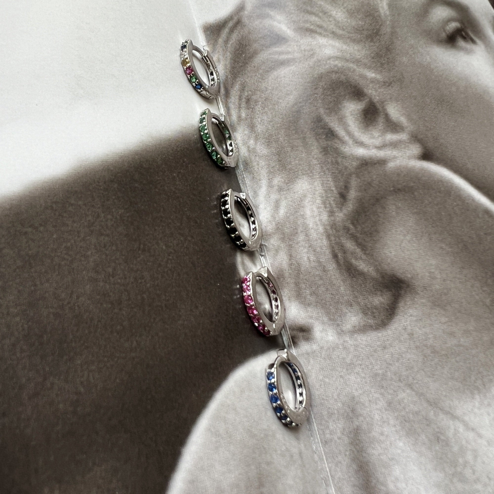 Dainty Mutlicolor and Rainbow CZ Huggie earrings, Delicate Small Multicolored CZ Tiny huggie Hoops, Charm Minimalist hoops, Gifts for her