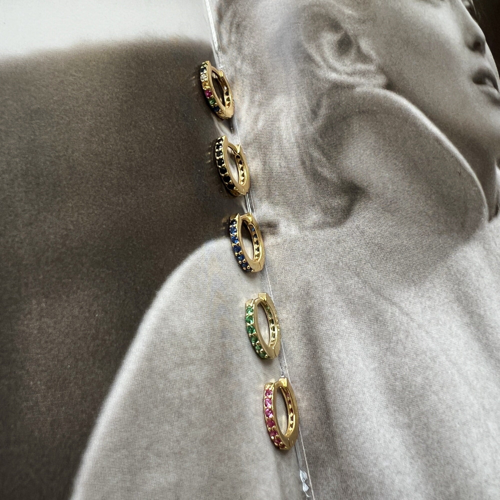 Dainty Mutlicolor and Rainbow CZ Huggie earrings, Delicate Small Multicolored CZ Tiny huggie Hoops, Charm Minimalist hoops, Gifts for her