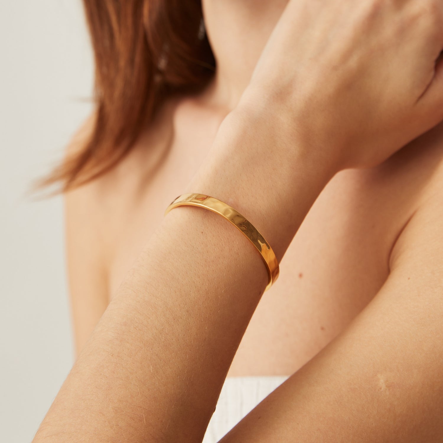 Thick Hammered Bangle Bracelet