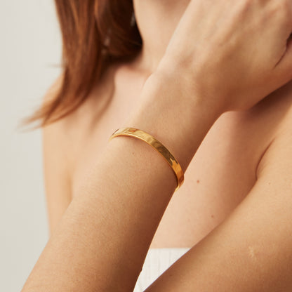 Thick Hammered Bangle Bracelet