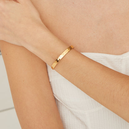 Thick Hammered Bangle Bracelet