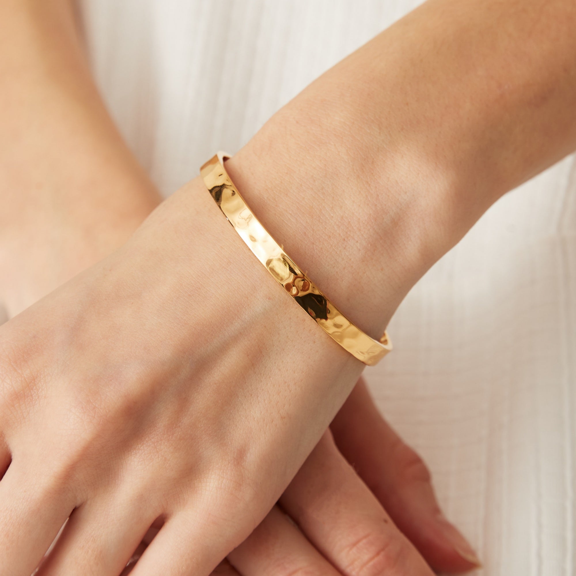 Thick Hammered Bangle Bracelet