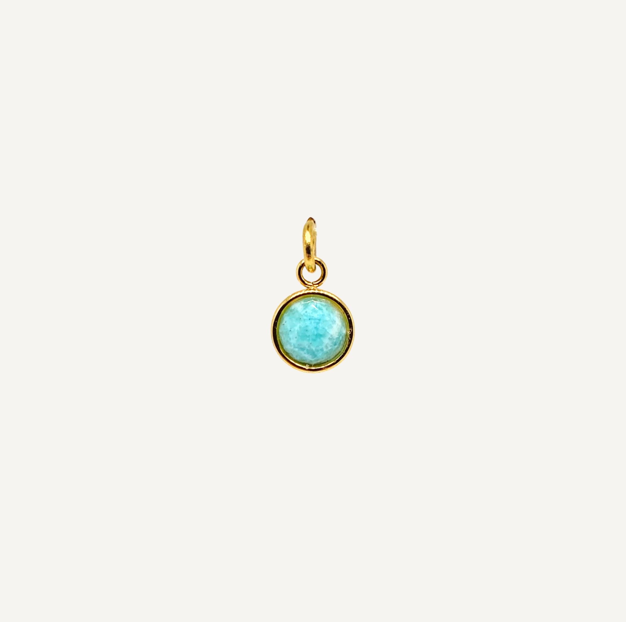 pendentif Amazonite Rond Coupe de Diamant