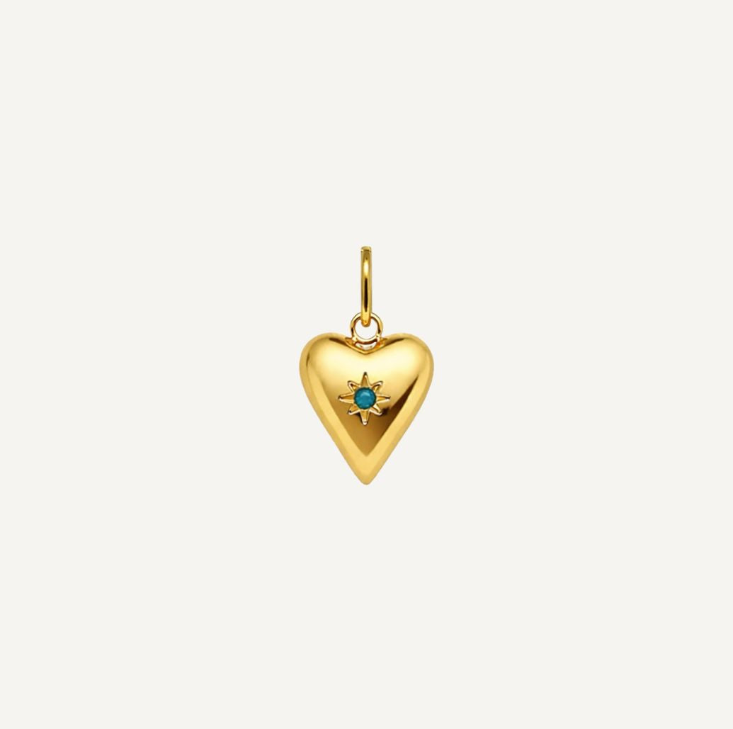 pendentif coeur zircon bleu