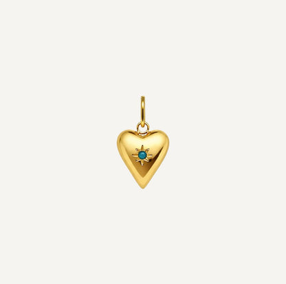 pendentif coeur zircon bleu