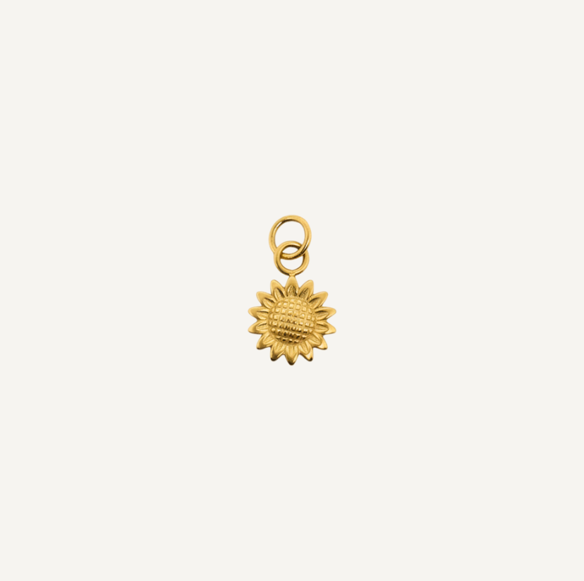 Charm mini fleur de tournesol, pendentif breloque doré en acier inoxydable pour collier personnalisable