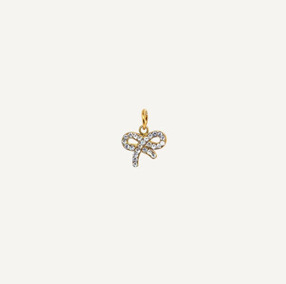 Charm Nœud de Papillon Zircon Doré