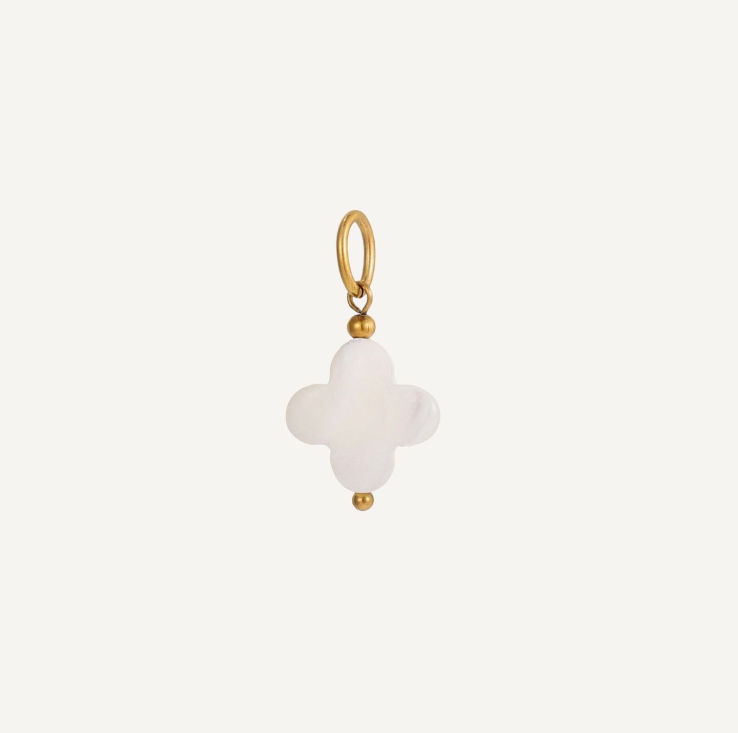 Pendentif Trefle à _Quatre Feuilles Nacre Blanche