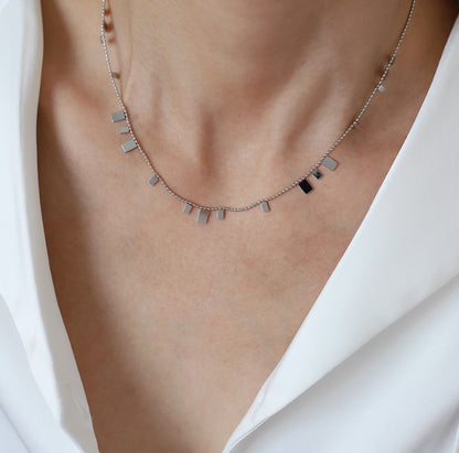 Collier Ras de Cou Breloques Rectangles couleur Or ou Argent