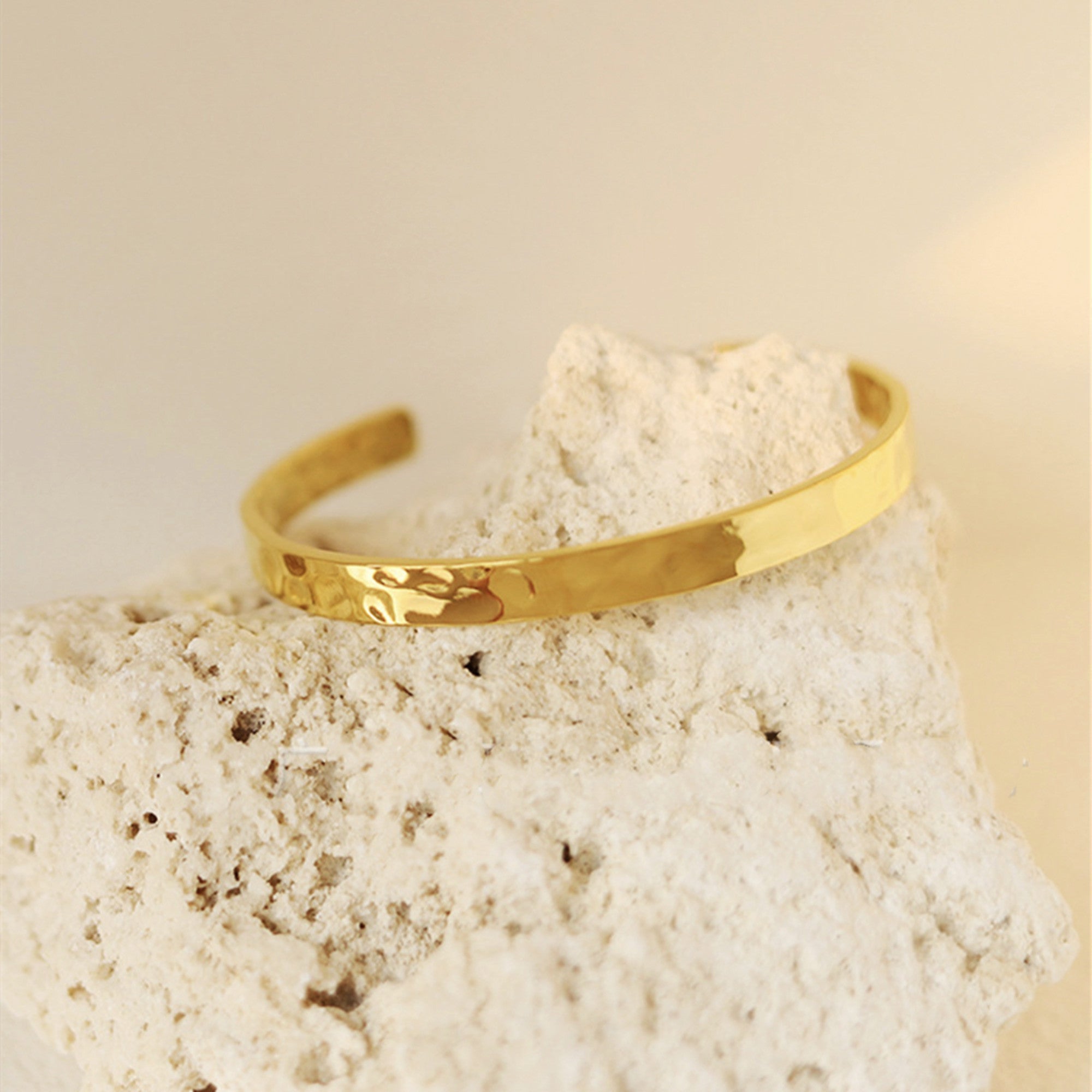 Thick Hammered Bangle Bracelet