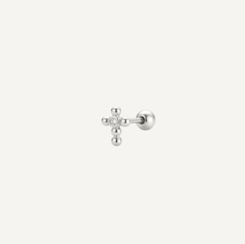 Piercing Croix Forme Boule Zircon