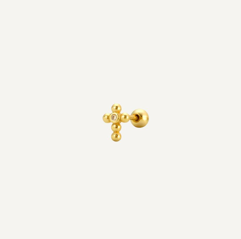 Piercing Croix Forme Boule Zircon