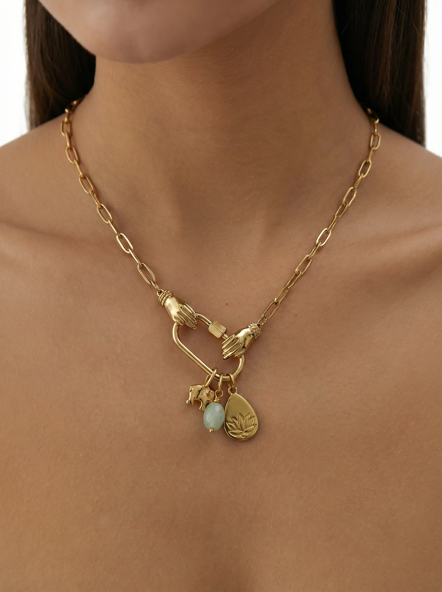 Collar de cadena de oro y plata de doble hilera