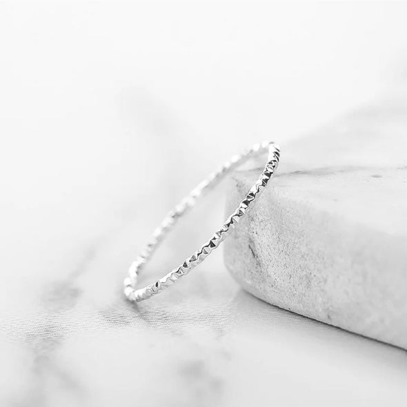 Dainty Hammered Thin Sterling Silver Stacking Ring - Delicate Simple Silver Band Ring - Silver Hammered Midi or Knuckle Ring for Women 