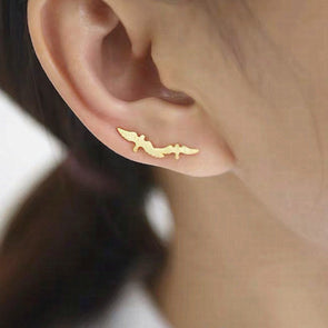 Dainty Gold Bird Ear Climber, Gold plated Ear Crawler, Bird Minimalist Earrings, Simple Ear Climber, Bird Cuff Earrings