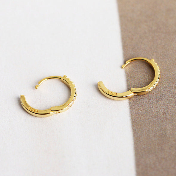 Dainty CZ Tiny Gold Huggie earrings, Delicate Small CZ huggie Hoops, Charm Minimaliste hoops earrings, Gifts for her