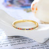 Dainty CZ minimal ringMutli Stones Rainbow Band Ring, Delicate Stacking Multicolor Ring, Tiny and Thin Birthstone Ring, 