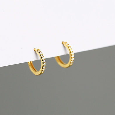 Dainty CZ Tiny Gold Huggie earrings, Delicate Small CZ huggie Hoops, Charm Minimaliste hoops earrings, Gifts for her