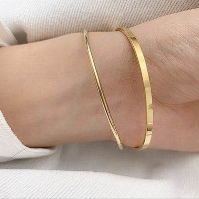 Gold Simple Flat bangle bracelet, Minimalist bracelet