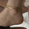 Dainty Gold Thick Snake Ankle Bracelet, Gold Flat Herringbone Chaine Ankle Bracelet, Snake Chain Ankle Bracelet