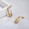 Dainty CZ Safety Pin Hoop Earrings, Gold Sparkly Pin Drop Earrings, Trendy Gold Safety Pin Studs Earrings