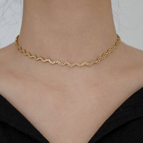 Dainty Gold Thick Wave Choker, Gold Zigzag Chaine Necklace, Wave Chain Necklace, Dainty Layering Necklaces