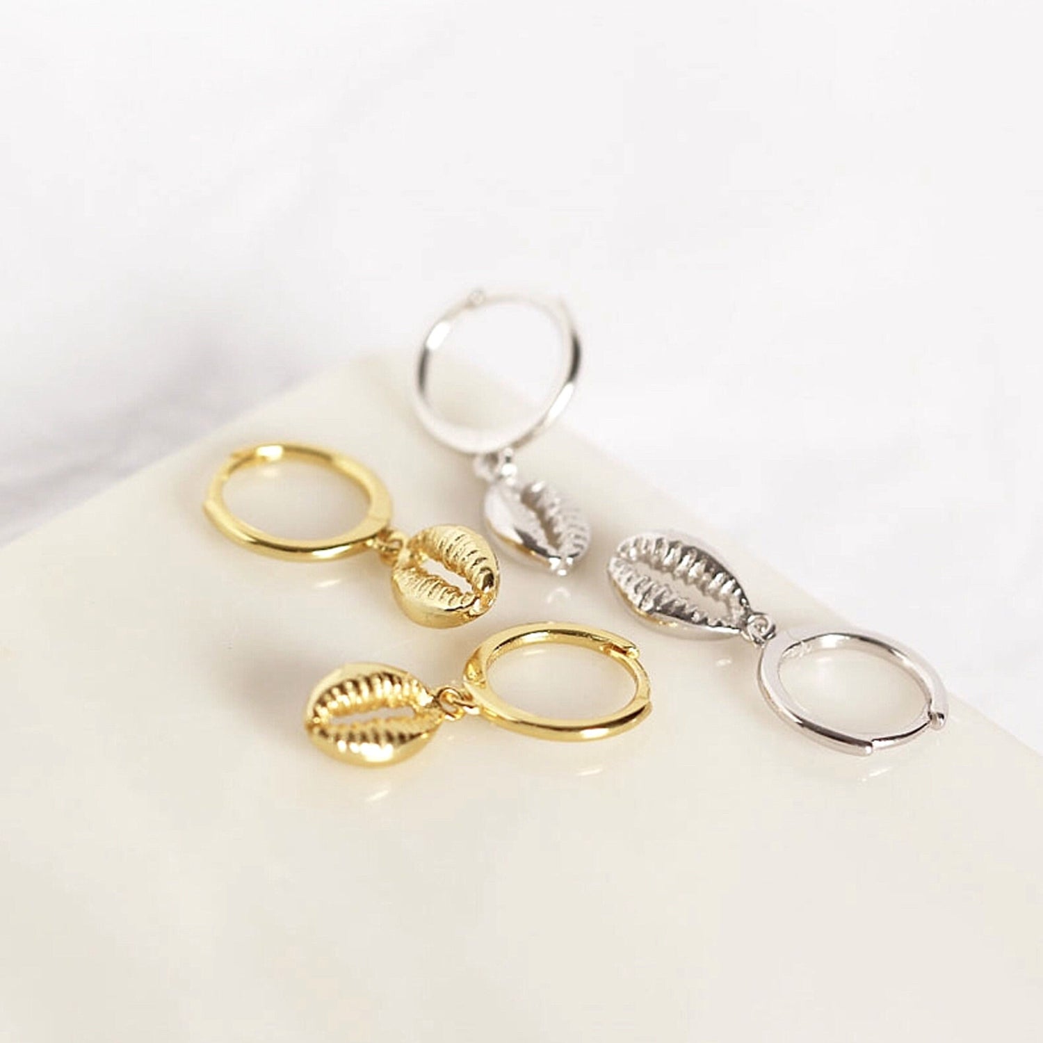 Mini Shell Hoop Earrings – Maylie&Lou - Main Image