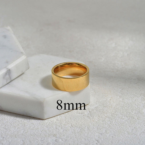 Gold Simple Three Sizes Flat Band Ring, Gold Wide and Thick Band Ring, Gold Thin Band Ring, Gold Stacking Minimal Ring Set, "ANA" Ring