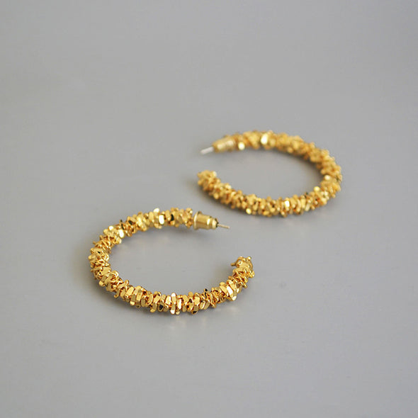 Chunky Gold Twisted Hoops Earrings, Gold Vintage Round Hoop Earrings, Dainty Classic Minimalist Creoles, Gift for Her, "Skylar' Earrings