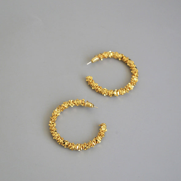 Chunky Gold Twisted Hoops Earrings, Gold Vintage Round Hoop Earrings, Dainty Classic Minimalist Creoles, Gift for Her, "Skylar' Earrings