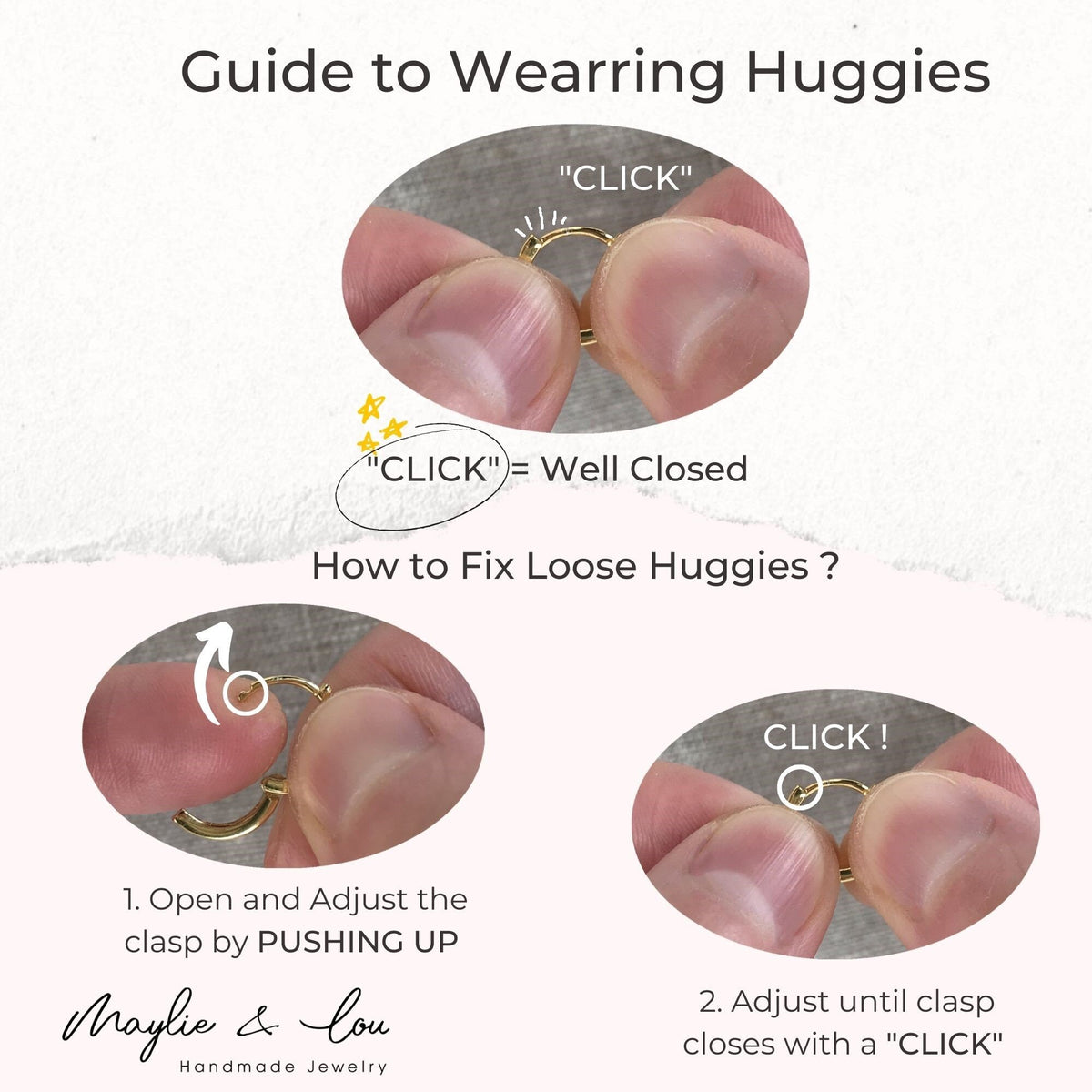 Guide pour porter et fermer les mini créoles huggie – Boucle d&