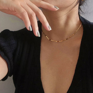 Dainty Gold Figaro Chain Necklace Choker, Delicate Layering Necklace, Minimalist Simple Short Chain Necklace, Gift For Her