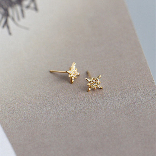 CZ North Star Studs Earrings, Minimal Gold or Silver Star Tragus Earring, Birthday Gift for friends, "Stella" Earrings