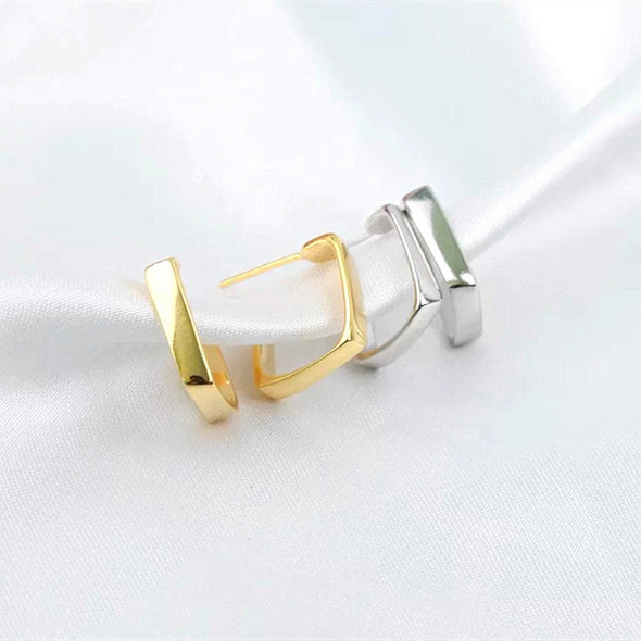Dainty Gold and Silver Open Sqaure Hoop Earrings with Minimalist Style, Simple Gold Hoops, Sister Birthday Gift or Mothers day jewelry