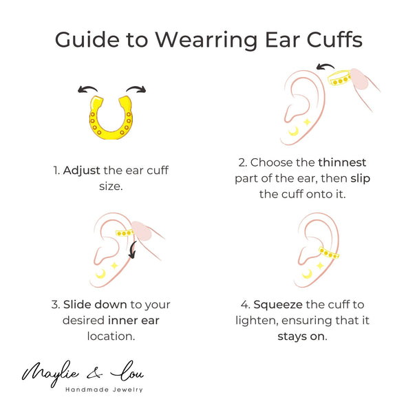 Boucles d'oreilles Ear Cuff "Edda", Bague d’Oreille pour Cartilage Zircon Or Simple et délicate
