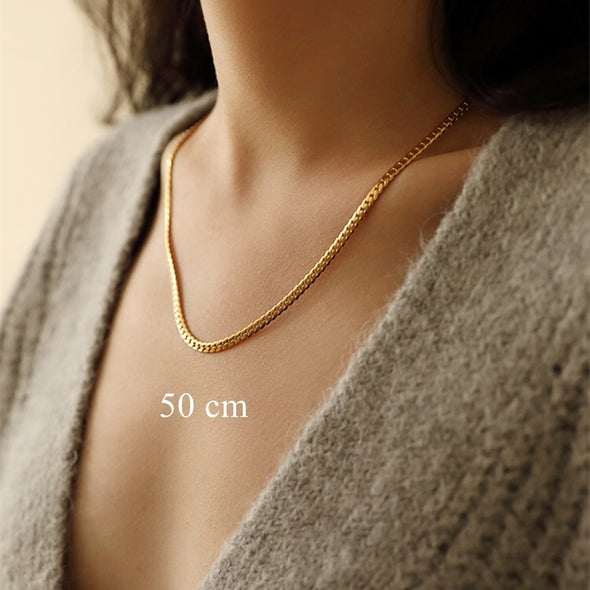 Choker Chain Necklace "Bianca", Dainty Gold Plated Snake Shaped Chain Choker Necklace