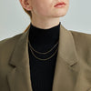 Gold Double Strands Thin Chain and Snake Choker Necklaces, Gold Chain choker Layering Necklace Set