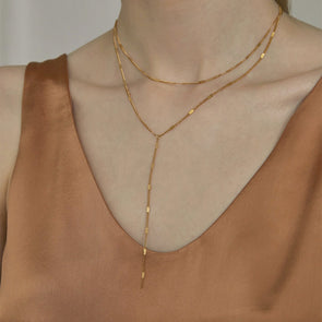 Set of 2 Delicate Gold Chain Choker Necklaces "Y" shape, Gold Chain choker Layering Necklace Set