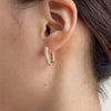 Gold and Silver CZ Ovale Shaped Chunky Hoop Earrings Minimalist Style
