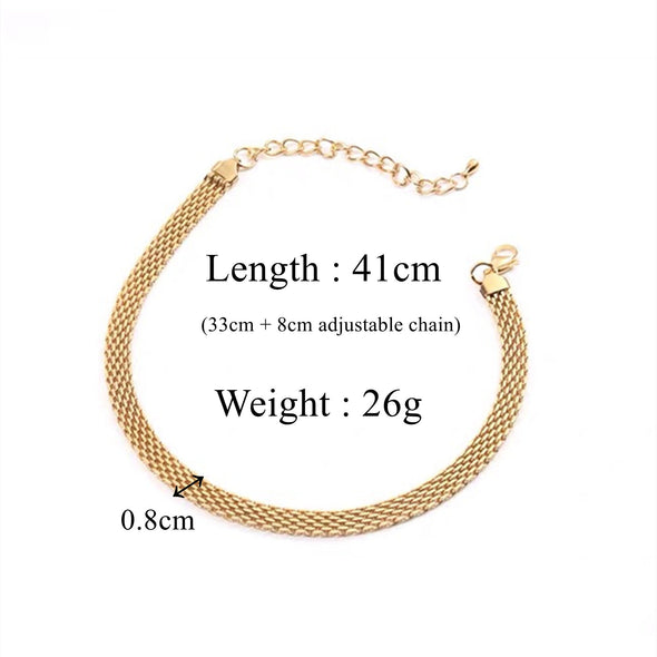 Chunky and Thick Gold Plated Watch Strap Chain Choker, Gold Vintage Statement Necklace