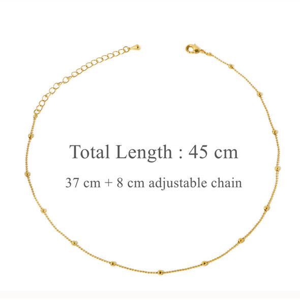 Dainty Gold Ball Satellite Chain Choker Necklace