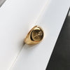 Dainty Gold Engraved Rose Round Signet Ring