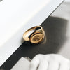 Dainty Gold Engraved Rose Round Signet Ring