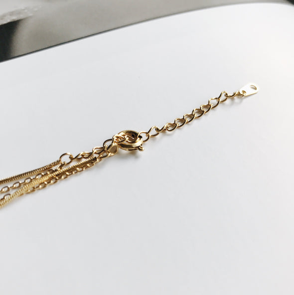 Dainty Gold Snake Chain or Double Chain Bracelet, Gold Flat Herringbone Chaine Bracelet