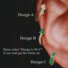 Petites boucles d&#39;oreilles Mini Créoles Vertes Emeraude Plaqué Or et Argent Style Minimaliste