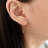 Gold and Silver CZ Flower Chain Earrings, Dainty Clover Chain Earrings, Bar Ear Threader String