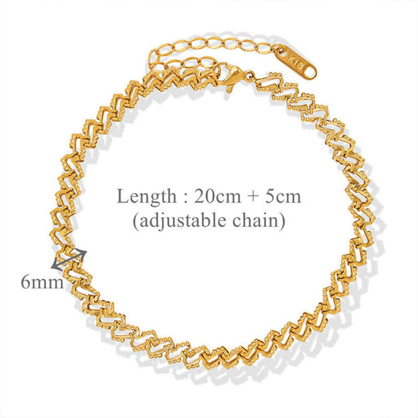 Dainty Gold and Silver Bold Flat Herringbone Ankle Bracelet
