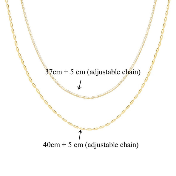 Gold Double Strands Ball Chain and Thin Choker Necklaces, Gold Chain choker Layering Necklace Set