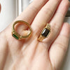 Dainty Gold Plated Rectangle Black Onyx or Emerald Imitation Signet Ring
